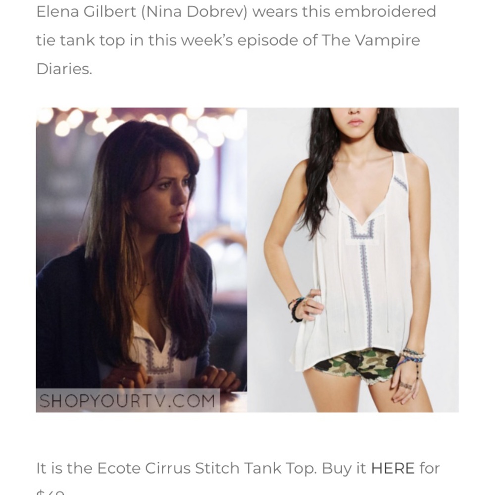 Ecote tank top ASO Elena Gilbert